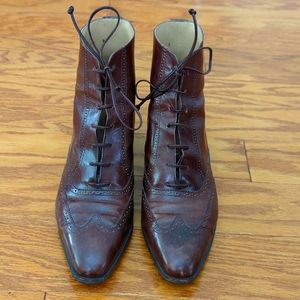 Vintage Ferragamo Leather Lace Up Ankle Boots size 9